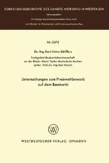 Cover of Untersuchungen Zum Preiswettbewerb Auf Dem Baumarkt
