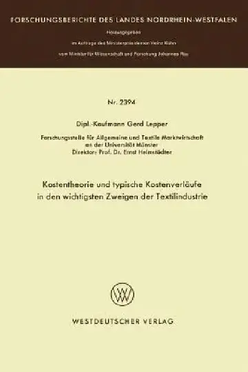 Cover of Kostentheorie Und Typische Kostenverläufe in Den Wichtigsten Zweigen Der Textilindustrie