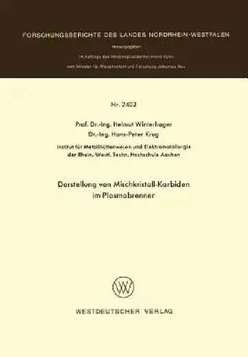 Cover of Darstellung Von Mischkristall-Karbiden Im Plasmabrenner