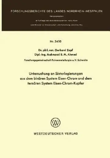 Cover of Untersuchung an Sinterlegierungen Aus Dem Binären System Eisen-Chrom Und Dem Ternären System Eisen-Chrom-Kupfer