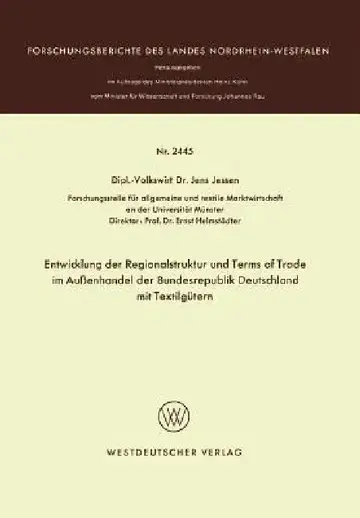 Cover of Entwicklung Der Regionalstruktur Und Terms of Trade Im Außenhandel Der Bundesrepublik Deutschland Mit Textilgütern