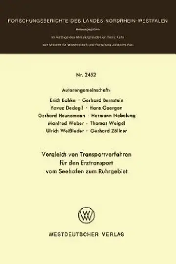 Cover of Vergleich Von Transportverfahren Für Den Erztransport Vom Seehafen Zum Ruhrgebiet