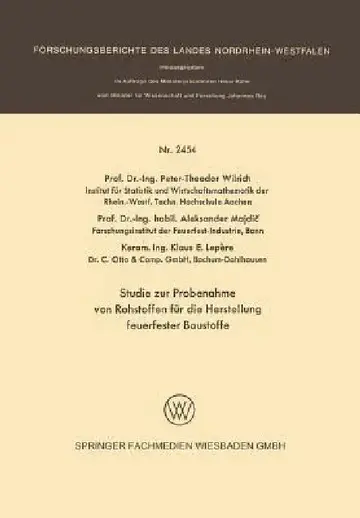 Cover of Studie Zur Probenahme Von Rohstoffen Für Die Herstellung Feuerfester Baustoffe