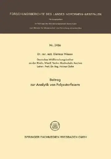 Cover of Beitrag Zur Analytik Von Polyesterfasern