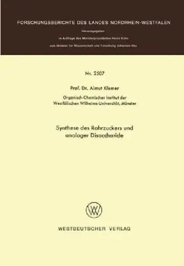 Cover of Synthese des Rohrzuckers und analoger Disaccharide