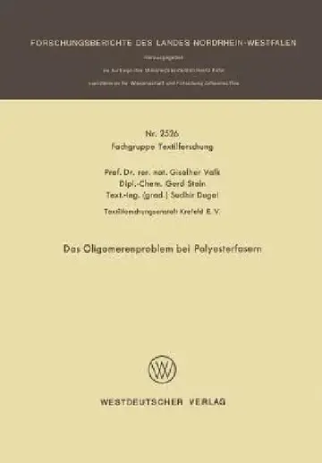 Cover of Das Oligomerenproblem Bei Polyesterfasern
