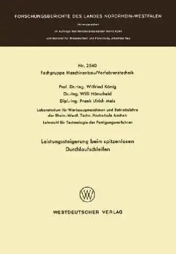 Cover of Leistungssteigerung Beim Spitzenlosen Durchlaufschleifen