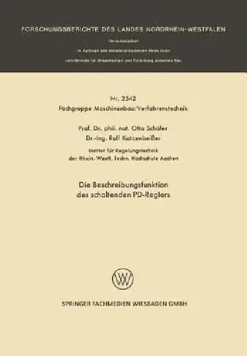 Cover of Die Beschreibungsfunktion Des Schaltenden Pd-Reglers