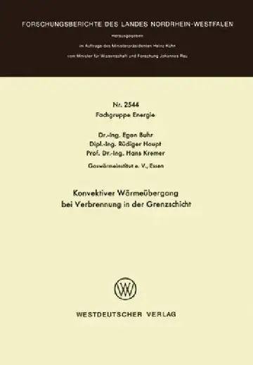 Cover of Konvektiver Wärmeübergang Bei Verbrennung in Der Grenzschicht