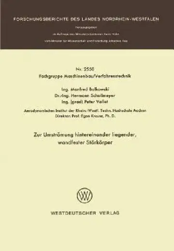 Cover of Zur Umströmung Hintereinander Liegender, Wandfester Störkörper