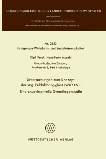 Cover of Untersuchungen Zum Konzept Der Sog. Feldabhängigkeit (Witkin)