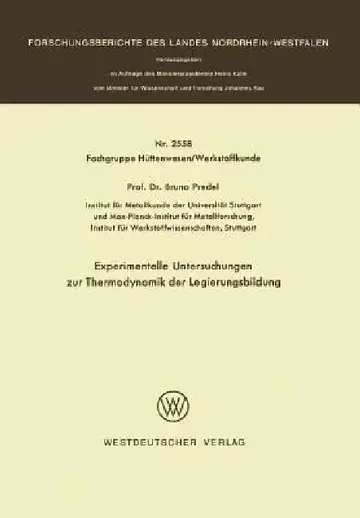 Cover of Experimentelle Untersuchungen Zur Thermodynamik Der Legierungsbildung