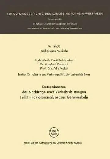 Cover of Determinanten Der Nachfrage Nach Verkehrsleistungen