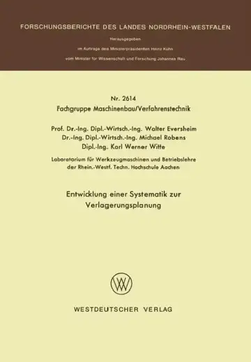 Cover of Entwicklung Einer Systematik Zur Verlagerungsplanung