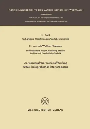Cover of Zerstörungsfreie Werkstoffprüfung mittels holografischer Interferometrie