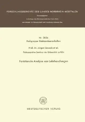 Cover of Funktionale Analyse Von Lehrhandlungen