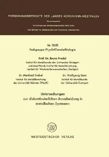 Cover of Untersuchungen Zur Diskontinuierlichen Ausscheidung in Metallischen Systemen