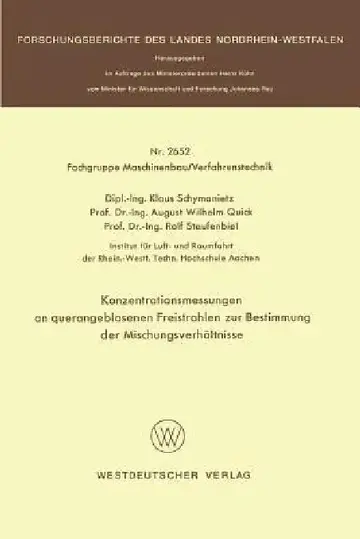 Cover of Konzentrationsmessungen an Querangeblasenen Freistrahlen Zur Bestimmung Der Mischungsverhältnisse
