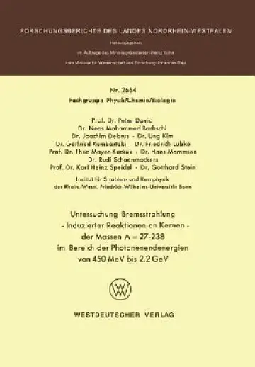 Cover of Untersuchung Bremsstrahlung -- Induzierter Reaktionen an Kernen Der Massen a = 27-238 Im Bereich Der Photonenendenergien Von 450 Mev Bis 2.2 Gev