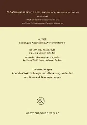 Cover of Untersuchungen Über Das Wälzreibungs- Und Abnutzungsverhalten Von Titan Und Titanlegierungen