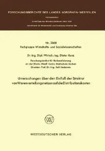 Cover of Untersuchungen Über Den Einfluß Der Struktur Von Warenverteilungsnetzen Auf Die Distributionskosten