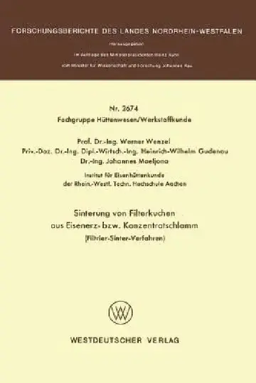 Cover of Sinterung Von Filterkuchen Aus Eisenerz- Bzw. Konzentratschlamm