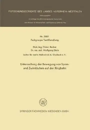 Cover of Untersuchung Der Bewegung Von Spinn- Und Zwirnläufern Auf Der Ringbahn