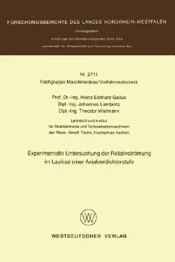 Cover of Experimentelle Untersuchung Der Relativströmung Im Laufrad Einer Axialverdichterstufe