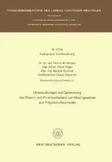 Cover of Untersuchungen Zur Optimierung Des Wasch- Und Finishverhaltens Von Mischgeweben Aus Polyester/Baumwolle