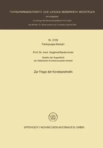 Cover of Zur Frage der Keratoprothetik