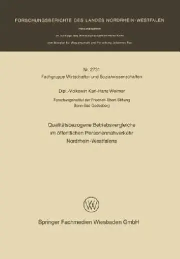 Cover of Qualitätsbezogene Betriebsvergleiche Im Öffentlichen Personennahverkehr Nordrhein-Westfalens