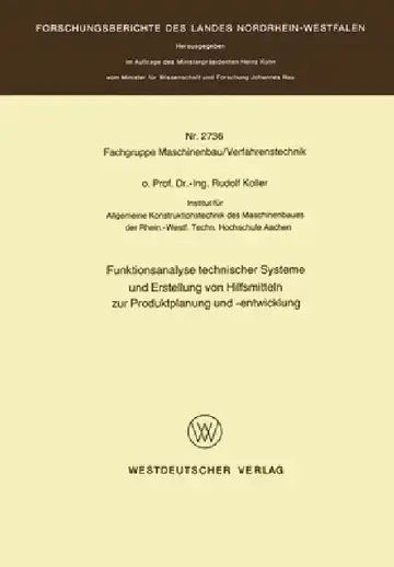 Cover of Funktionsanalyse technischer Systeme und Erstellung von Hilfsmitteln zur Produktplanung und -entwicklung
