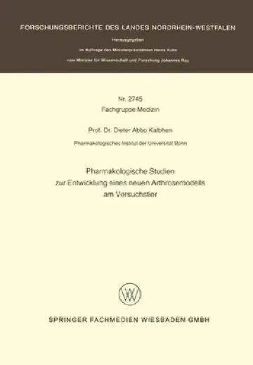 Cover of Pharmakologische Studien zur Entwicklung eines neuen Arthrosemodells am Versuchstier