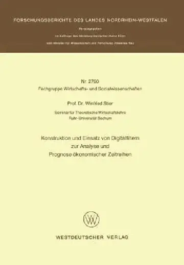 Cover of Konstruktion Und Einsatz Von Digitalfiltern Zur Analyse Und Prognose Ökonomischer Zeitreihen