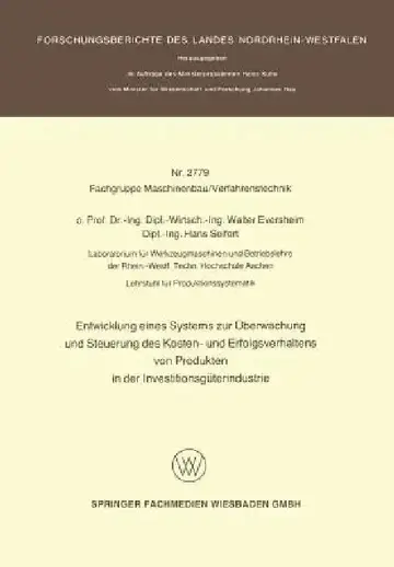 Cover of Entwicklung Eines Systems Zur Überwachung Und Steuerung Des Kosten- Und Erfolgsverhaltens Von Produkten in Der Investitionsgüterindustrie