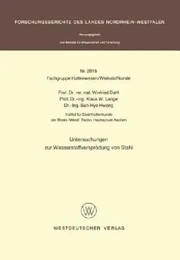 Cover of Untersuchungen Zur Wasserstoffversprödung Von Stahl