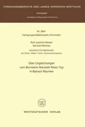 Cover of Über Ungleichungen Vom Bernstein-Nikolskii-Riesz-Typ in Banach Räumen
