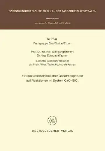 Cover of Einfluß Unterschiedlicher Gasatmosphären Auf Reaktionen Im System Cao-Sio2