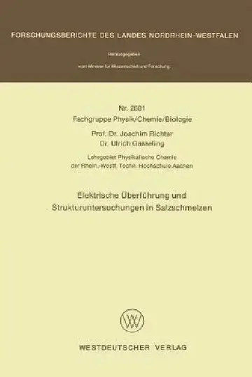 Cover of Elektrische Überführung Und Strukturuntersuchungen in Salzschmelzen