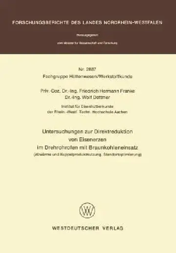Cover of Untersuchungen Zur Direktreduktion Von Eisenerzen Im Drehrohrofen Mit Braunkohleneinsatz