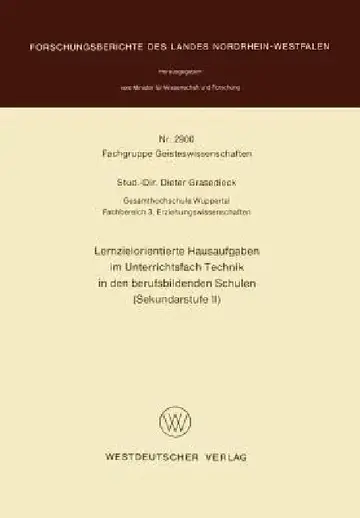 Cover of Lernzielorientierte Hausaufgaben Im Unterrichtsfach Technik in Den Berufsbildenden Schulen (Sekundarstufe II)