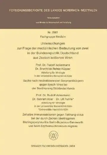 Cover of Untersuchungen Zur Frage Der Medizinischen Bedeutung Von Zwei in Der Bundesrepublik Deutschland Aus Zecken Isolierten Viren