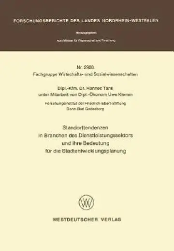 Cover of Standorttendenzen in Branchen Des Dienstleistungssektors Und Ihre Bedeutung Für Die Stadtentwicklungsplanung