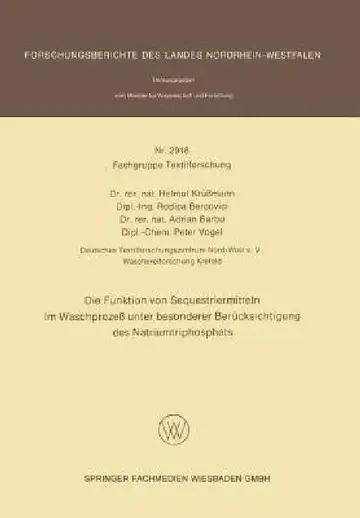 Cover of Die Funktion Von Sequestriermitteln Im Waschprozeß Unter Besonderer Berücksichtigung Des Natriumtriphosphats