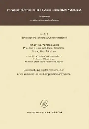 Cover of Untersuchung Digital-Pneumatisch Ansteuerbarer Linear-Feinpositioniersysteme