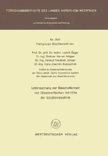 Cover of Untersuchung Der Beschaffenheit Von Glasoberflächen Mit Hilfe Der Sorptionstechnik