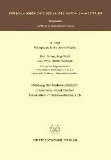 Cover of Messung Der Dielektrizitätszahl Anisotroper Dielektrischer Materialien Im Mikrowellenbereich