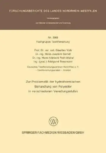 Cover of Zur Problematik Der Hydrothermischen Behandlung Von Polyester in Verschiedenen Veredlungsstufen