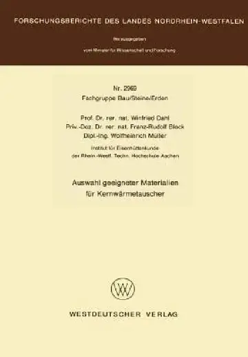 Cover of Auswahl Geeigneter Materialien Für Kernwärmetauscher