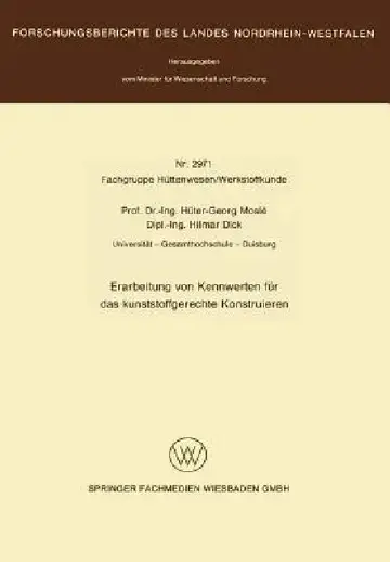 Cover of Erarbeitung Von Kennwerten Für Das Kunststoffgerechte Konstruieren